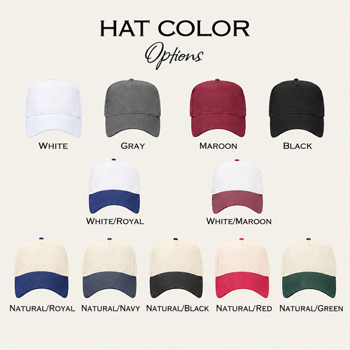 Hat color options with matched background