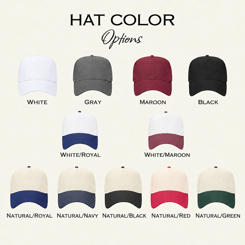 Hat color options without bill stickers