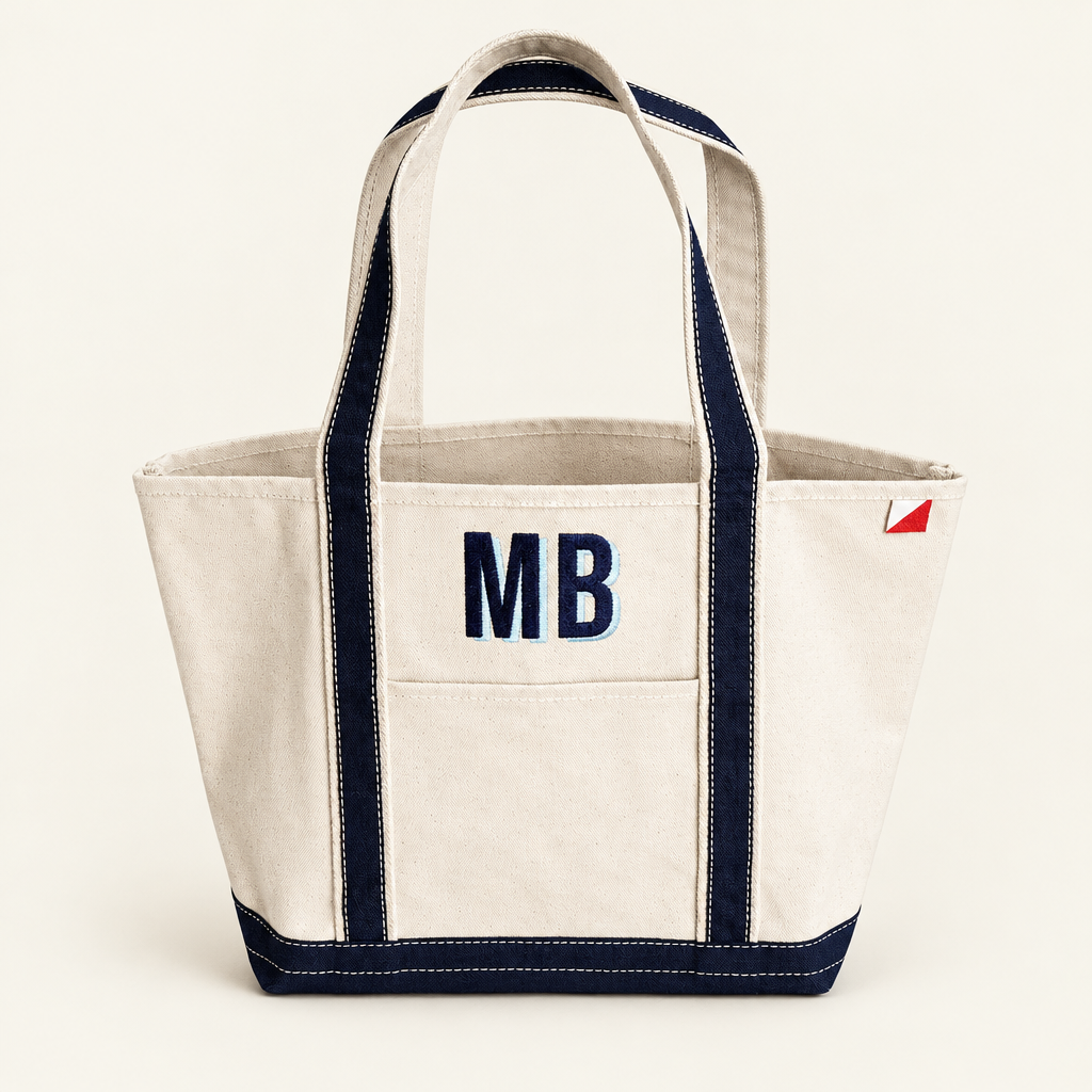 Navy tote front view