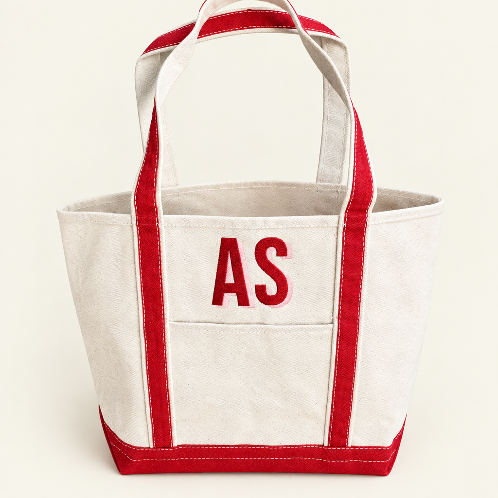 Red tote close-up