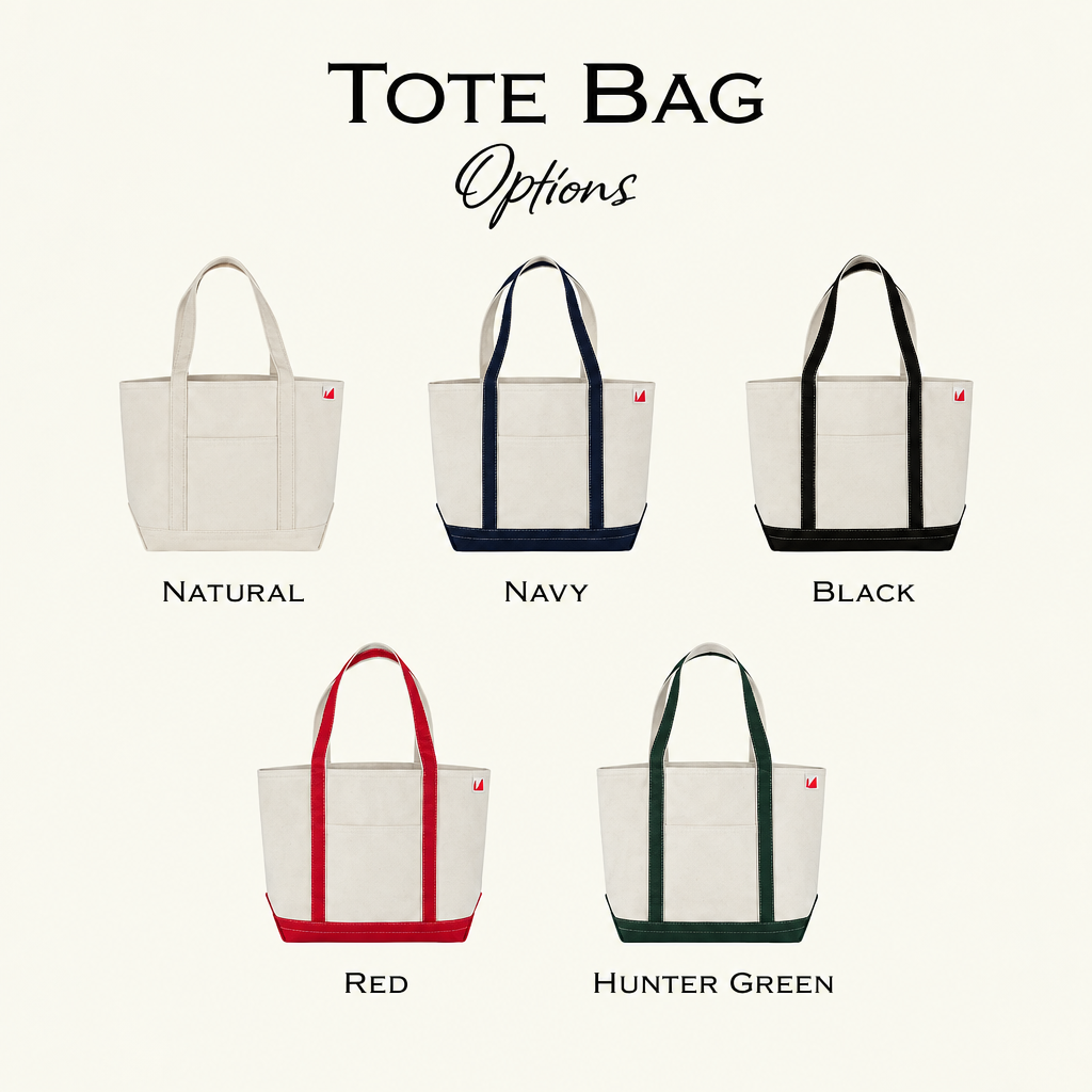 Square tote bag image with matching ivory background